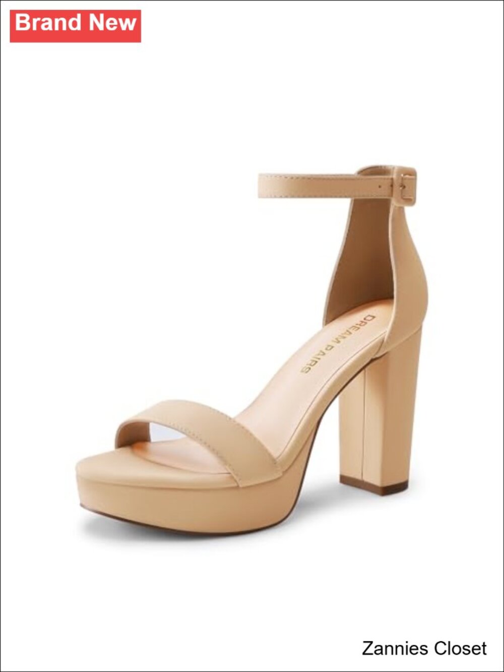 ✨DREAM PAIRS Women's Platform Chunky Heel Sandals Faux Leather Ankle Strap Heels